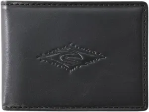 Rip Curl Men's Search Surf Leather Wallet, Multiple Card Slots and ID Window, Black
