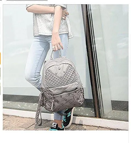 Rivet Pu Leather Backpack Fashion Backpacks For Teenage Girls Ladies Bag Satchel Bags Bolsa Feminina Rose Color