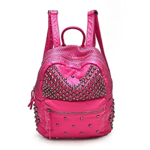 Rivet Pu Leather Backpack Fashion Backpacks For Teenage Girls Ladies Bag Satchel Bags Bolsa Feminina Rose Color