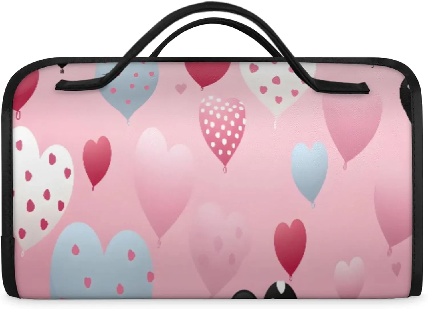 Romance Summer Pattern Toiletry Bag Water Proof Travel Makeup Case Large Capacity 4 in 1 Foldable Cosmetics Storage for Women Men Removable Zipper Clear PVC Pockets