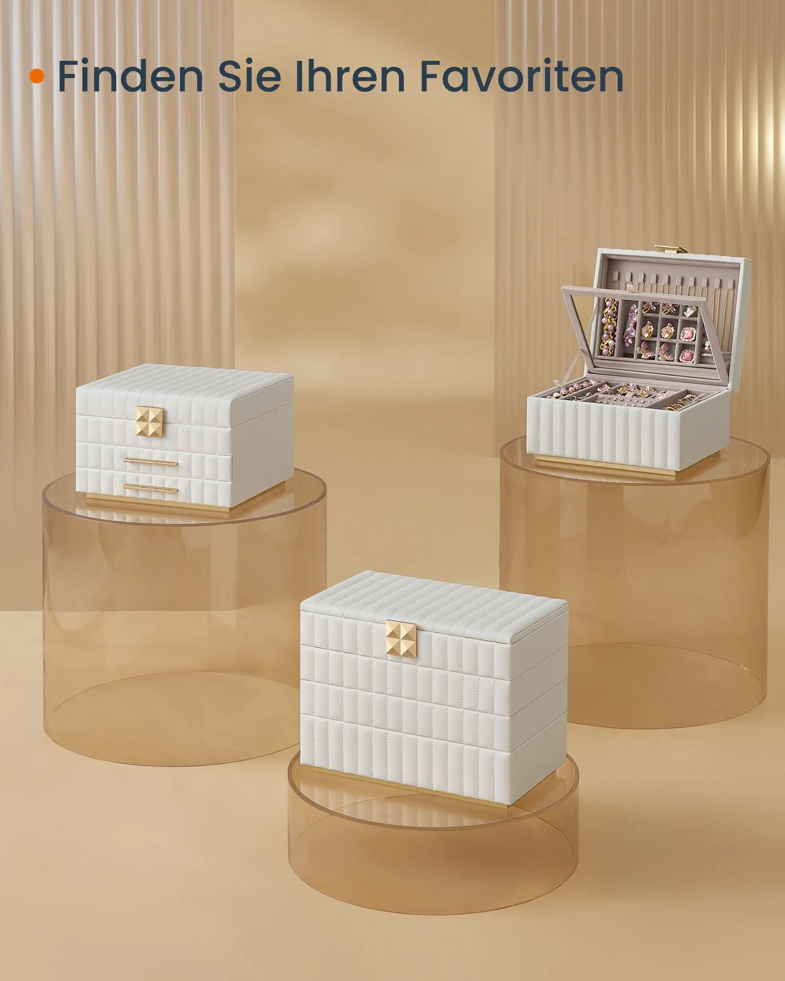 Rootz Jewelry Box - Organiser - Storage Case - PU Leather - Stylish Design - 21.5cm x 24cm x 15.8cm