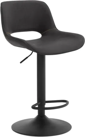 Rootz Vintage Faux Leather Bar Stool - Kitchen Island Chair - Adjustable Height - Waterproof - 48cm x (85-105.5cm) x 49cm