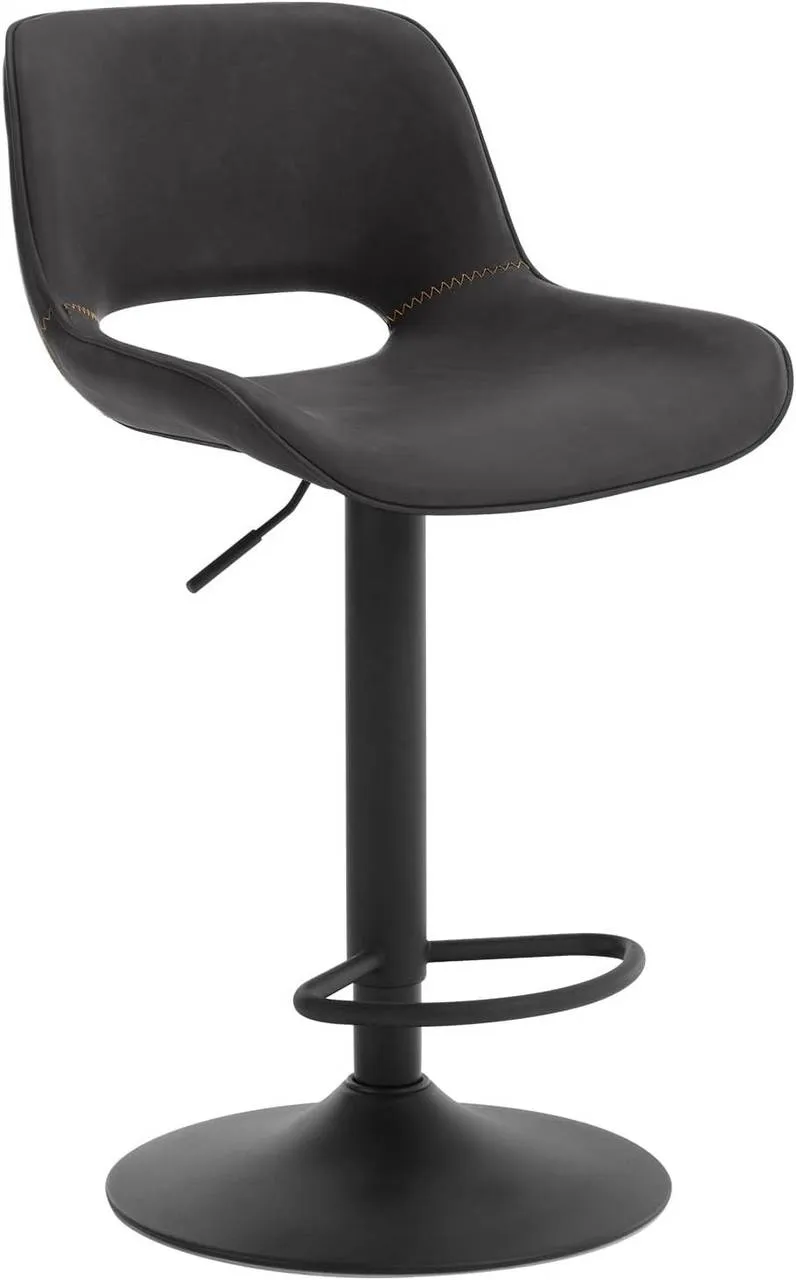 Rootz Vintage Faux Leather Bar Stool - Kitchen Island Chair - Adjustable Height - Waterproof - 48cm x (85-105.5cm) x 49cm