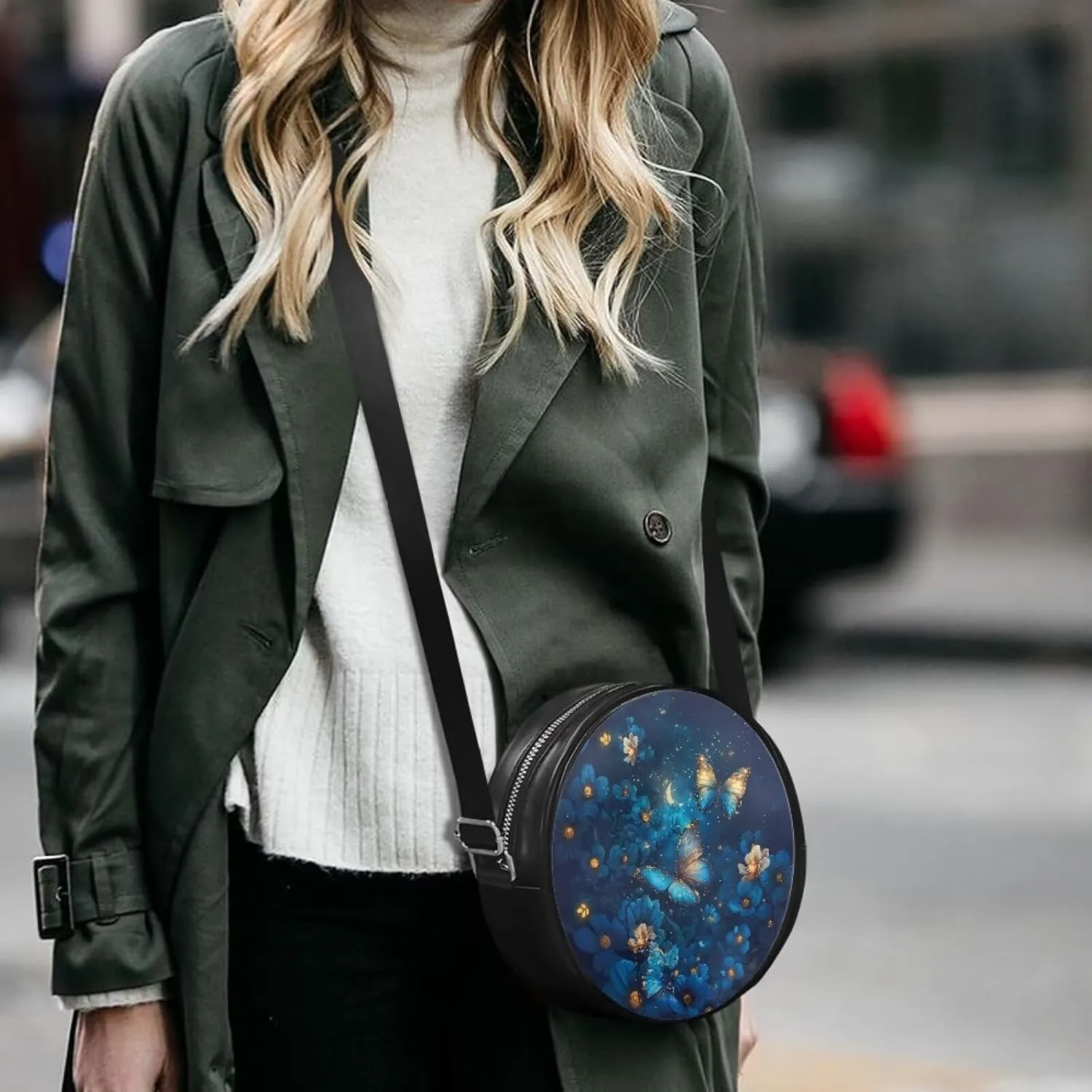 Round Crossbody Shoulder Bag Circle Purse Handbags for Women Teen Girls Small Fashion Clutch Purse Wallet