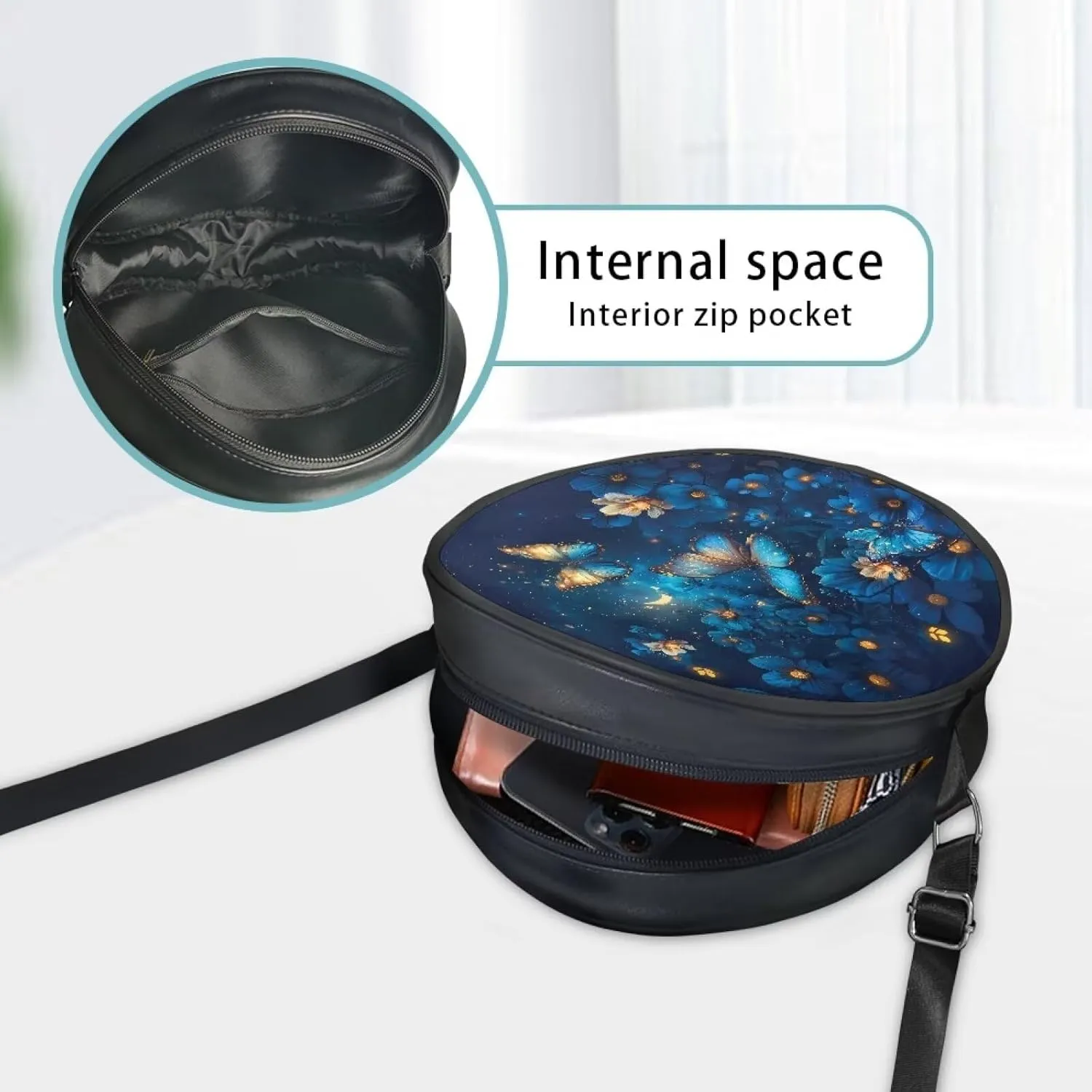 Round Crossbody Shoulder Bag Circle Purse Handbags for Women Teen Girls Small Fashion Clutch Purse Wallet