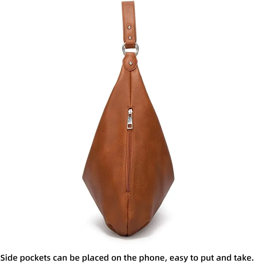 ROUROU Hobo Tote Bag for Women Soft Faux Leather Shoulder Bag Retro Satchel Zipper Closure Handbag Large Capacity Purse
