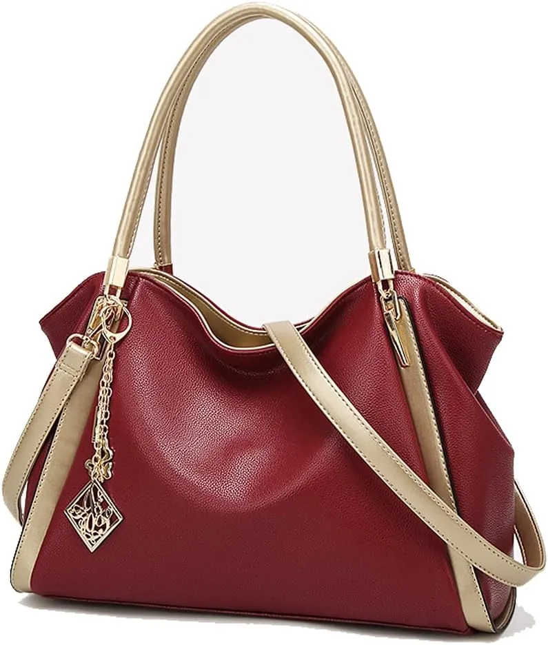 ROUROU Soft Faux Leather Handbag for Women Top Handle Shoulder Bag Large Capacity Crossbody Bag Hobo Tote Bag Purse