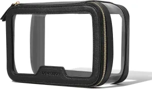 ROWNYEON Clear Makeup Case Toiletry Bag Multipurpose Travel Makeup Train Case Portable Cosmetic Organizer Transparent Storage Bag （Black）