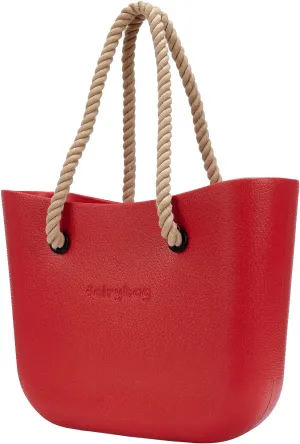 Rubber Tote Handbag with Rope Handles and Faux Leather Strap Lightweight Waterproof Shoulder Bag with EVA Foam Rubber