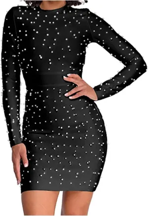 Ruched Dresses for Women Slim Fit Long Sleeve Ruched Bodycon Dresses Elegant Empire Waist Club Party Cocktail Dresses