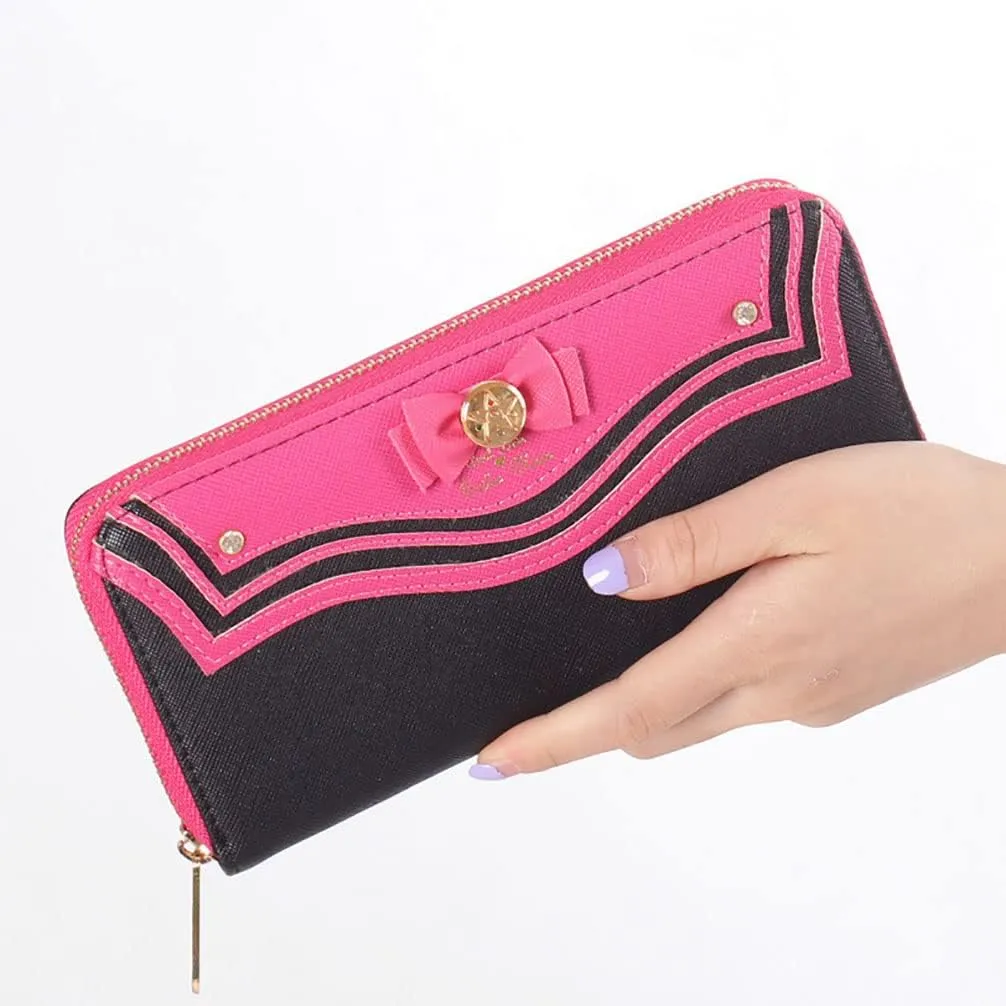 Sailor Moon Kawaii Women Wallet PU Leather Long Credit Card Case Holder Cellphone Pouch Girls Zipper Coins Purse (Black)