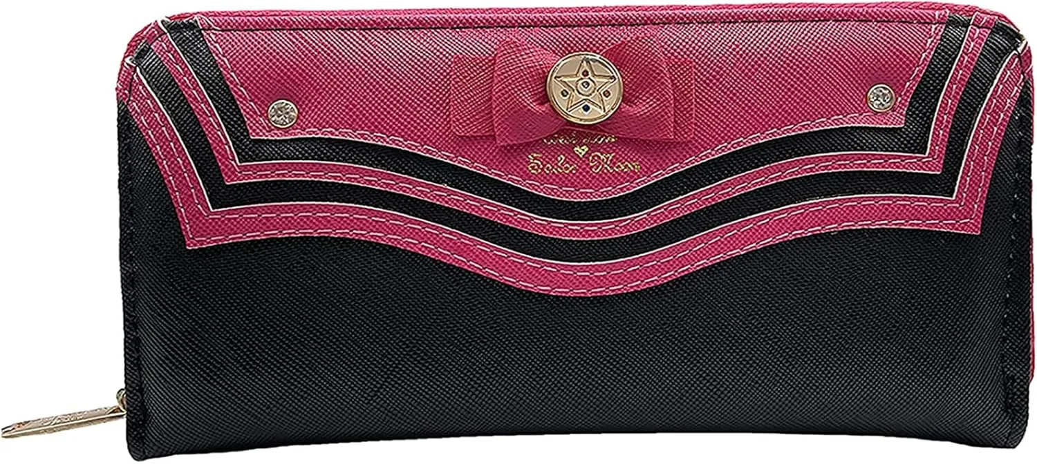 Sailor Moon Kawaii Women Wallet PU Leather Long Credit Card Case Holder Cellphone Pouch Girls Zipper Coins Purse (Black)