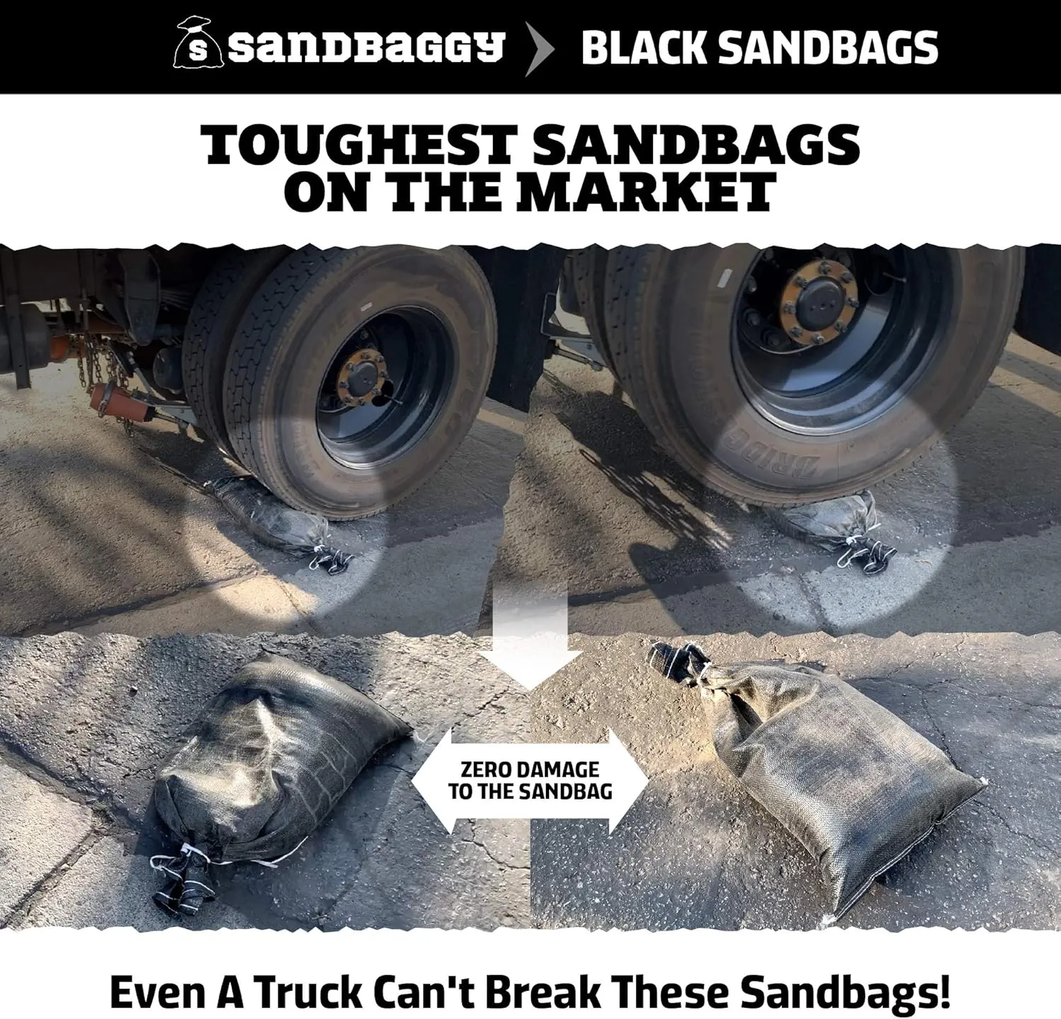 Sandbaggy Black Sandbags | Military Grade Empty Poly Bags | 14 Inch x 26 Inch | Tough 100 LB Weight Capacity | Great For Use As Truck Weight | Protects Homes From Flooding (20 Bags)