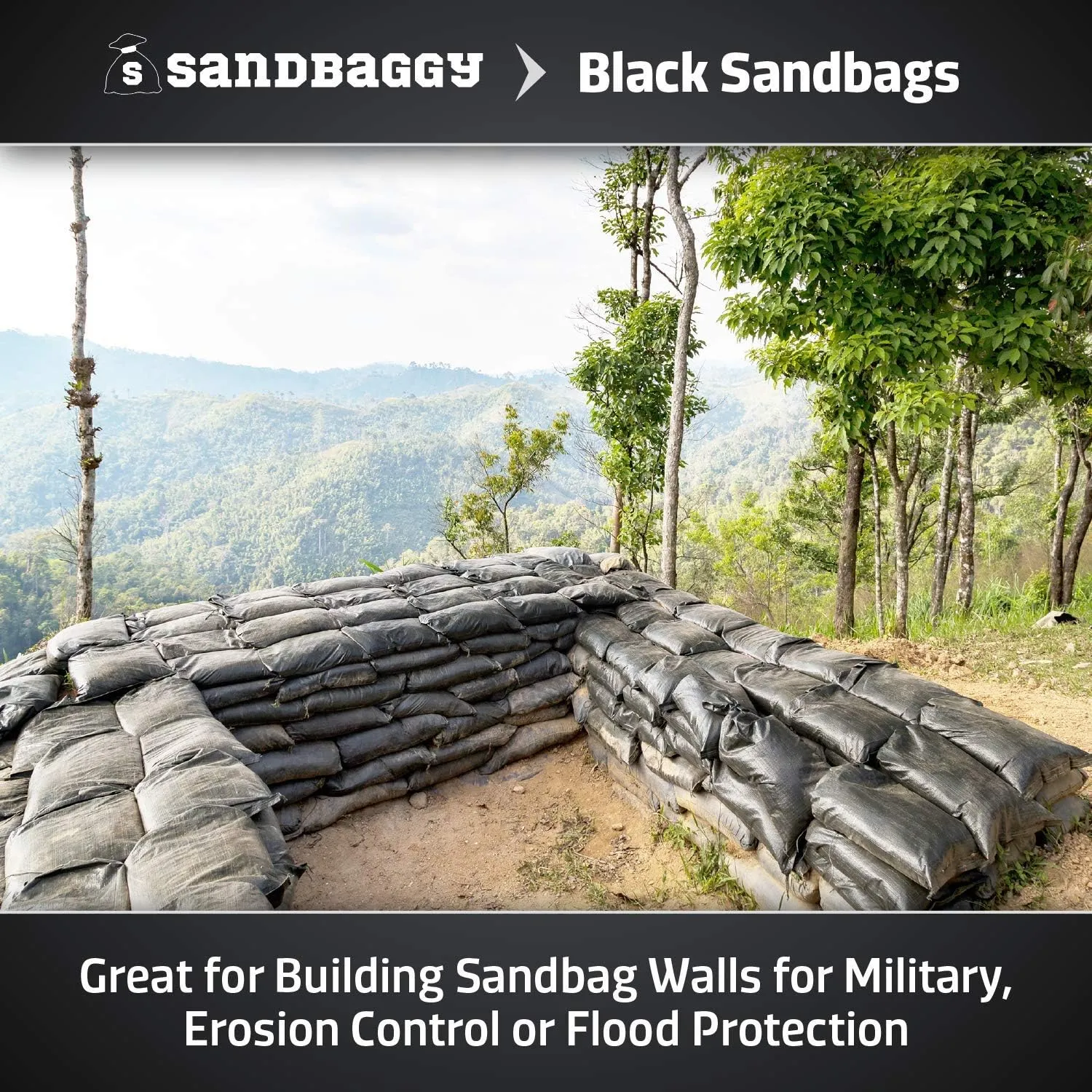 Sandbaggy Black Sandbags | Military Grade Empty Poly Bags | 14 Inch x 26 Inch | Tough 100 LB Weight Capacity | Great For Use As Truck Weight | Protects Homes From Flooding (20 Bags)