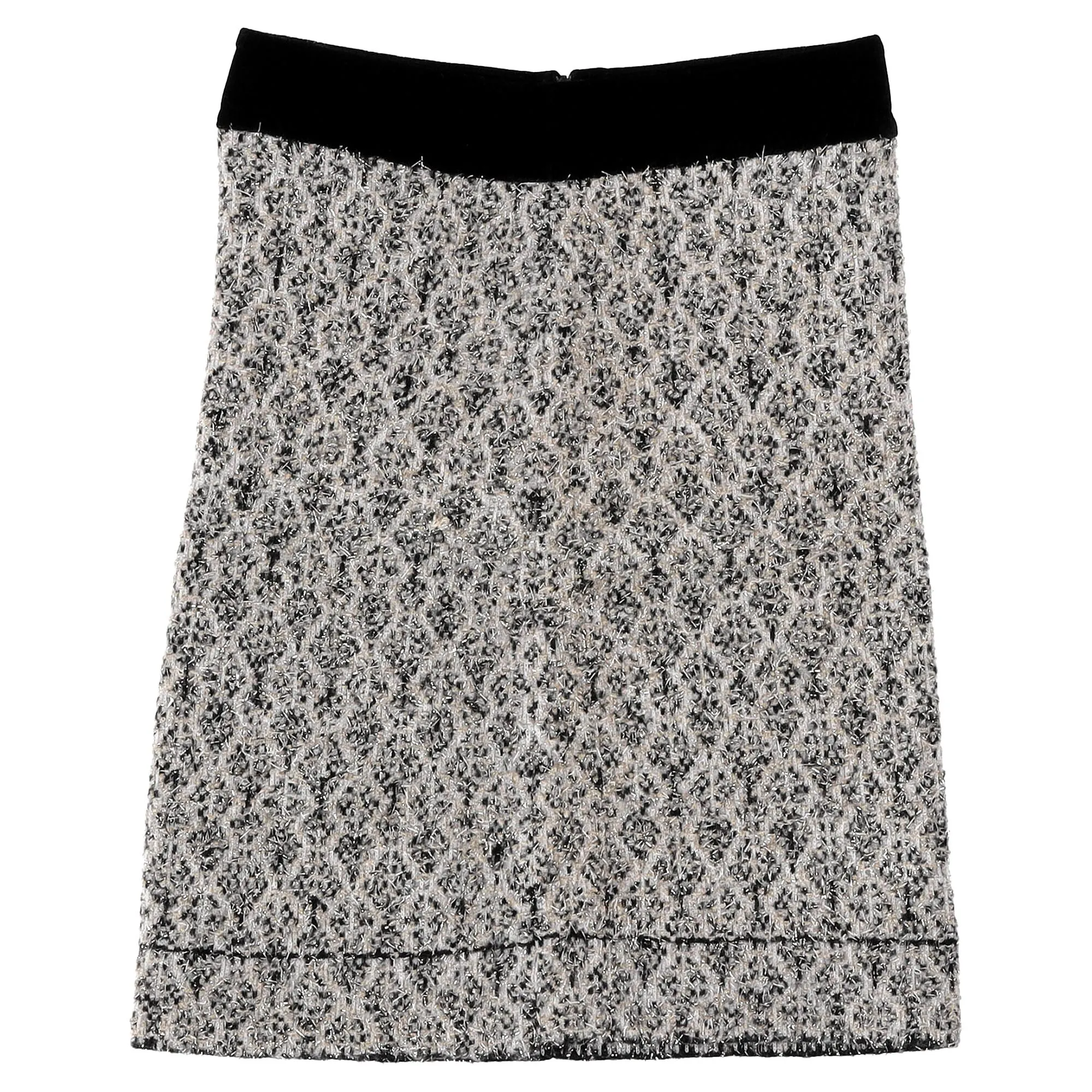 Sandro Jazz Metallic Jacquard Knit Mini Skirt in Black Wool