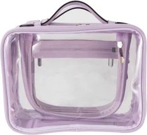 SANHECUN traveling toiletry Case large clear cosmetics case makeup bag (Purple, Medium)