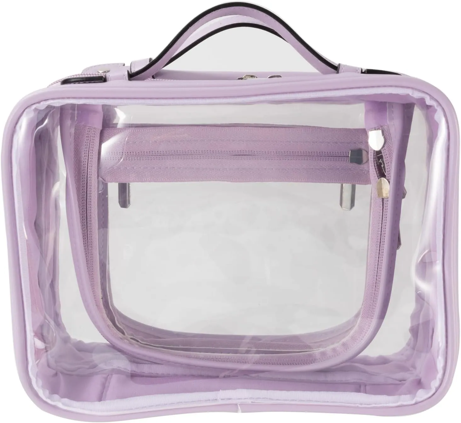 SANHECUN traveling toiletry Case large clear cosmetics case makeup bag (Purple, Medium)