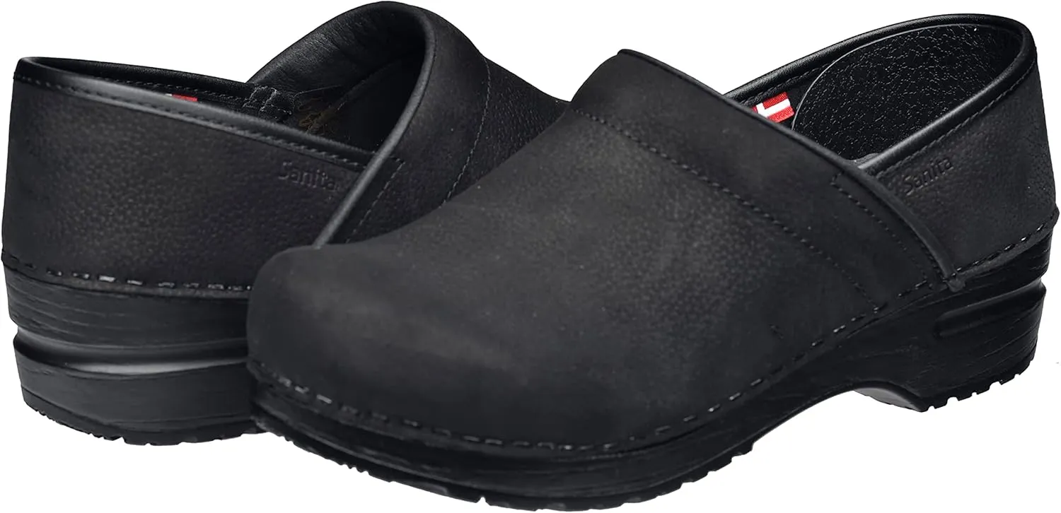 Sanita Women's Professional Oil Closed Leather Clog