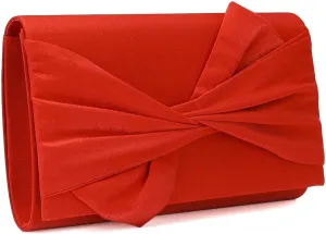 Satin Evening Bag Bow Flap Clutch Purse for Women Formal Party/Prom/Wedding…