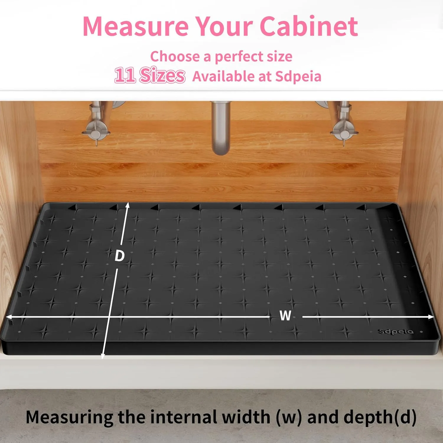 Sdpeia Under Sink Mat for [19" x 19"] Cabinet, Upgraded Silicone Waterproof Mat Kitchen Cabinet Liner Cabinet Protector Kitchen Organizers and Storage