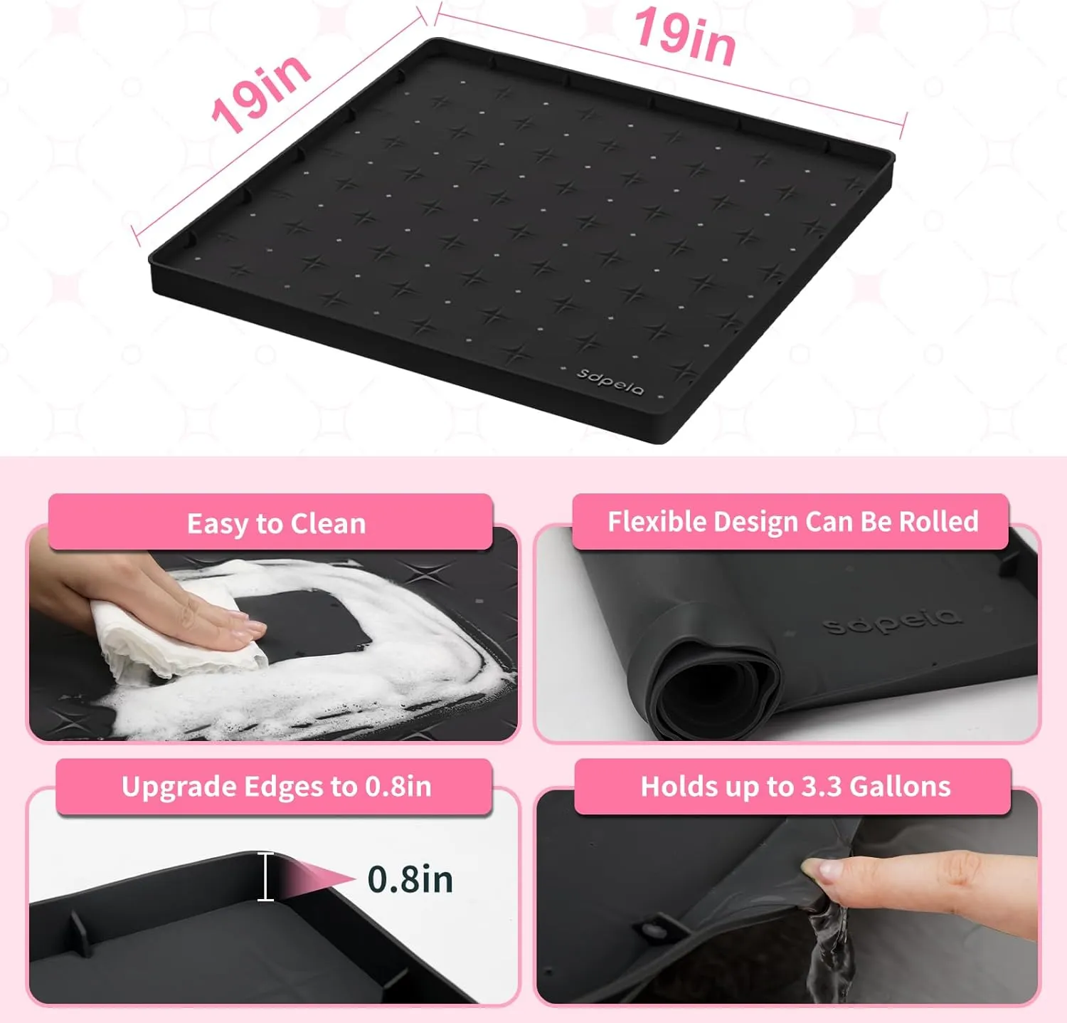 Sdpeia Under Sink Mat for [19" x 19"] Cabinet, Upgraded Silicone Waterproof Mat Kitchen Cabinet Liner Cabinet Protector Kitchen Organizers and Storage