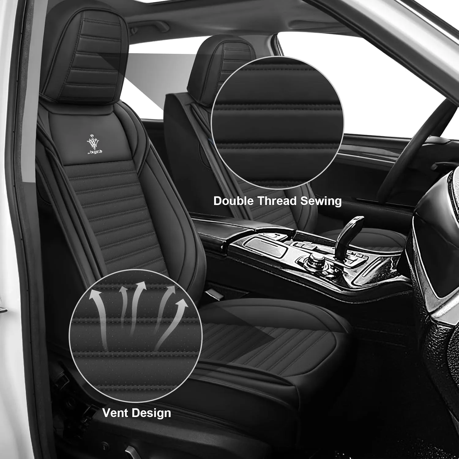 Seat Covers 5 Seats Custom Fit for Buick Regal 2011-2017, Standard Waterproof Car Seat Cover, Breathable and Comfortable Leather Cushion Cover, Auto Interior Accessories (Black)