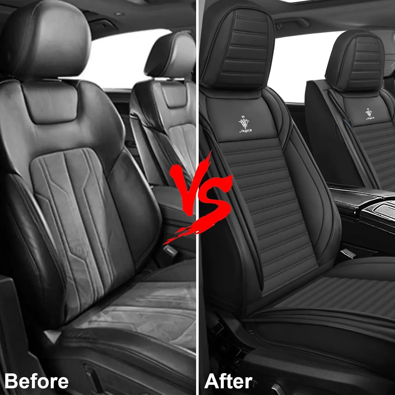 Seat Covers 5 Seats Custom Fit for Buick Regal 2011-2017, Standard Waterproof Car Seat Cover, Breathable and Comfortable Leather Cushion Cover, Auto Interior Accessories (Black)