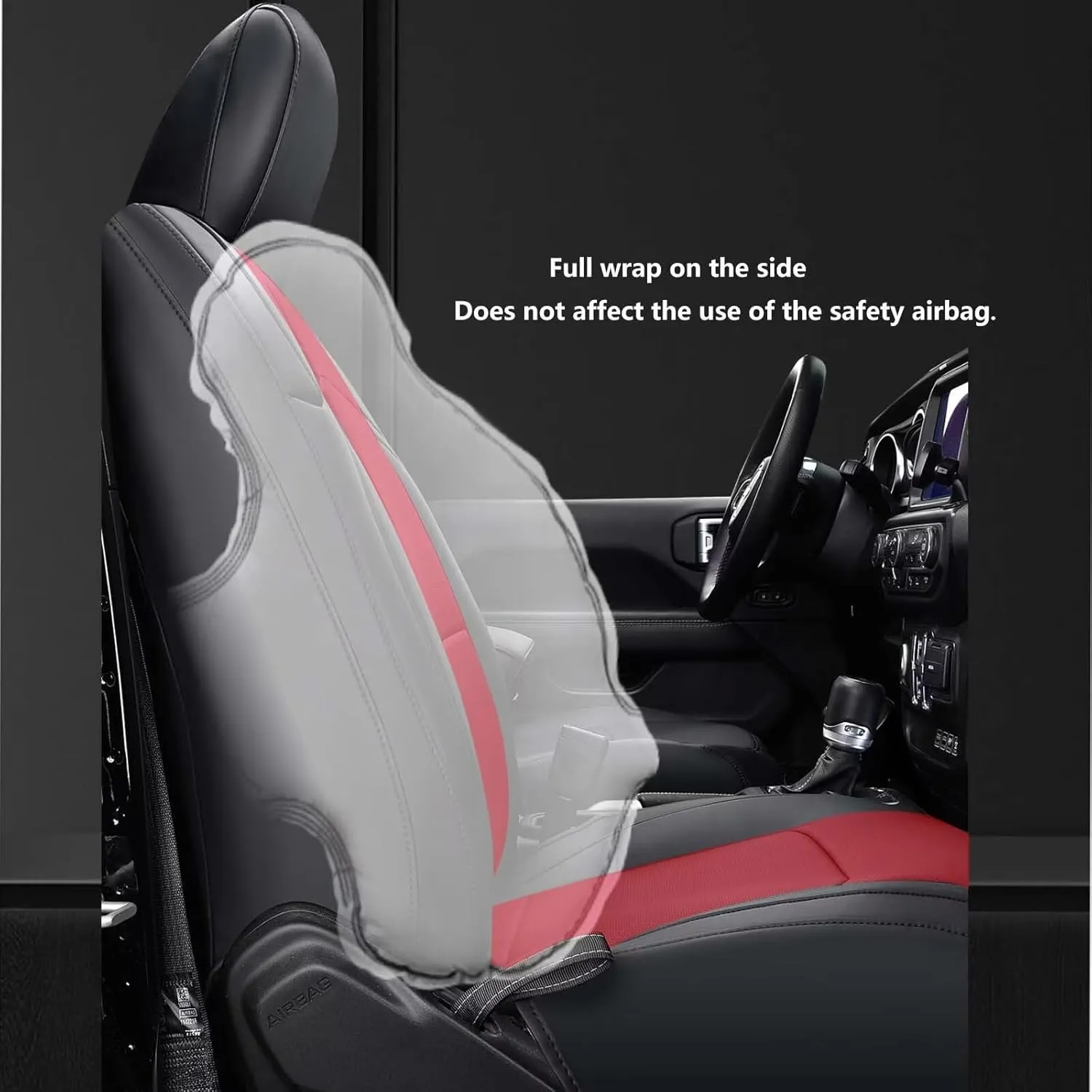 Seat Covers Custom Fit for Jeep Wrangler 4 Door Sahara Rubicon Willys Willys Sport Sport S Freedom Trims 2018-2024 Faux Leather Seat Covers with Armrest Cover