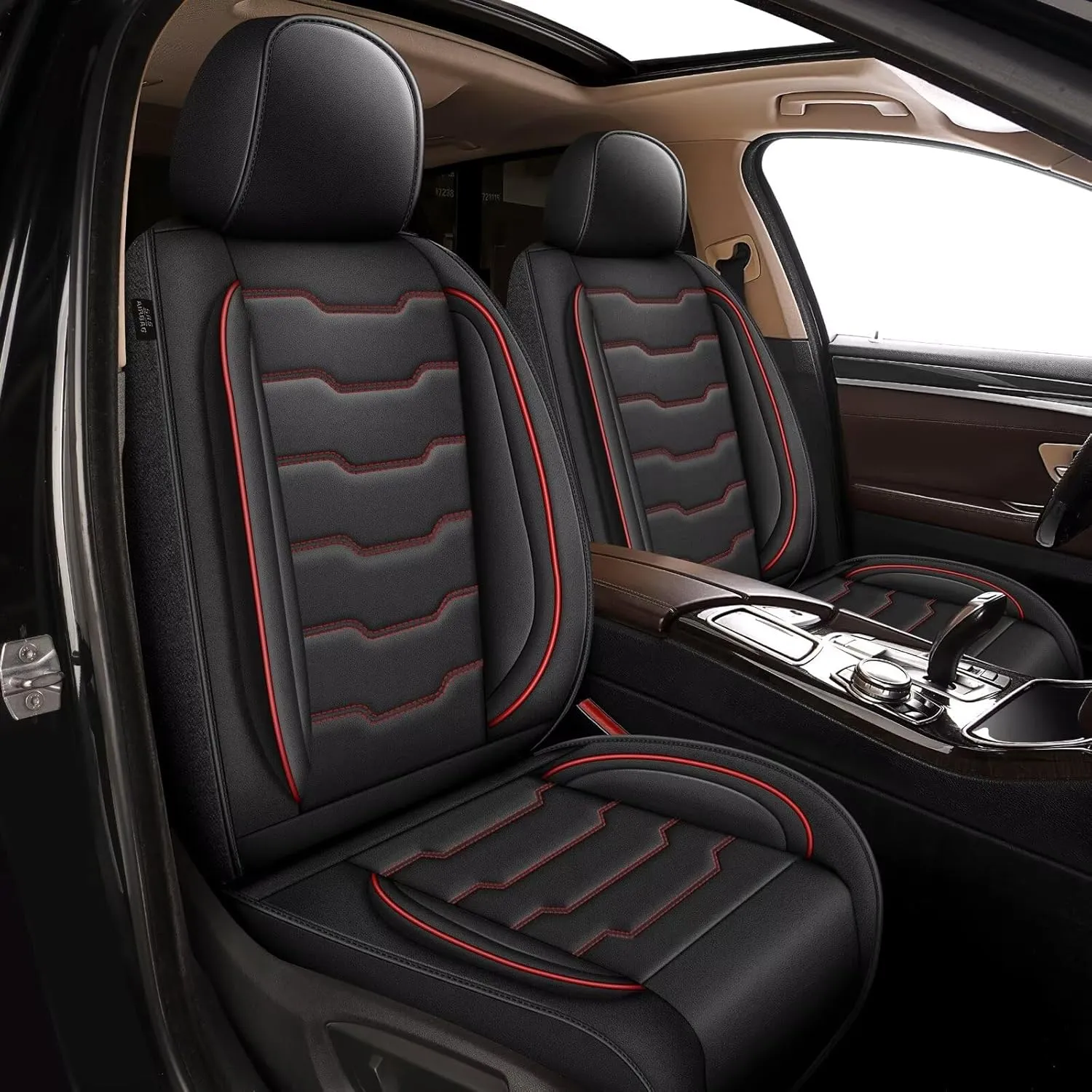 Seat Covers Fit for Hyundai Kona 2018-2024 2025: Leather SUV Seat Covers Car Automotive Seat Protectors (Full Set 5 Seats, Redline)
