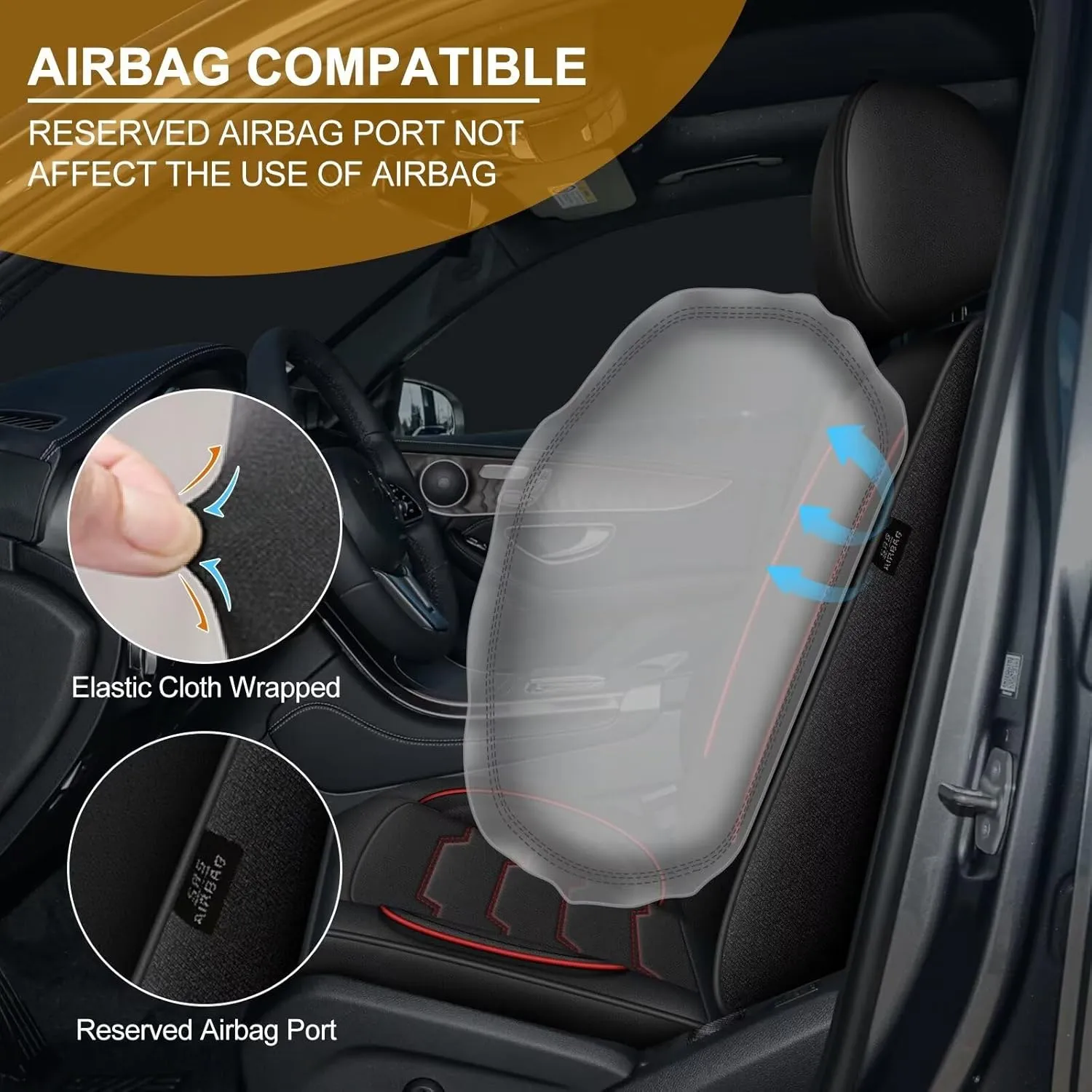 Seat Covers Fit for Hyundai Kona 2018-2024 2025: Leather SUV Seat Covers Car Automotive Seat Protectors (Full Set 5 Seats, Redline)