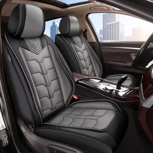 Seat Covers Fit for Lexus ES 350/300h 2007-2025 Full Set Car Seat Cover Faux Leather Seat Cushion Waterproof Auto Protectors(Black & Grey)-2 Rows 5 Seats