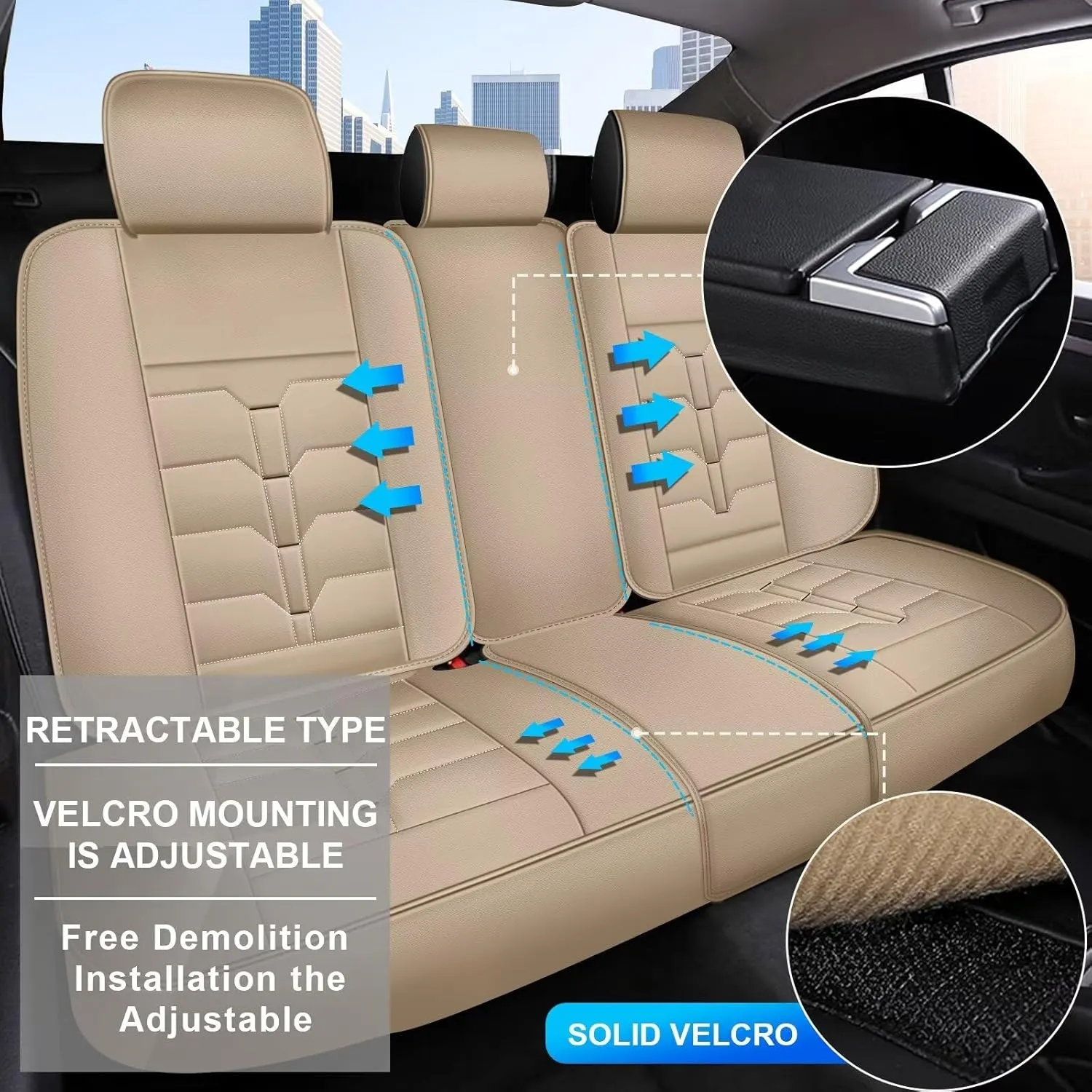 Seat Covers Fit for Nissan Sentra 2008-2025 Full Set Car Seat Cover Faux Leather Seat Cushion Waterproof Auto Protectors(Beige)-2 Rows 5 Seats