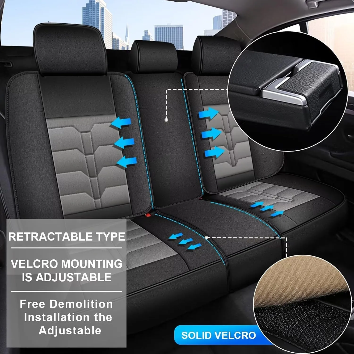 Seat Covers Fit for Nissan Sentra 2008-2025 Full Set Car Seat Cover Faux Leather Seat Cushion Waterproof Auto Protectors(Black & Grey)-2 Rows 5 Seats