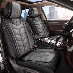 Seat Covers Fit for Nissan Sentra 2008-2025 Full Set Car Seat Cover Faux Leather Seat Cushion Waterproof Auto Protectors(Black & Grey)-2 Rows 5 Seats