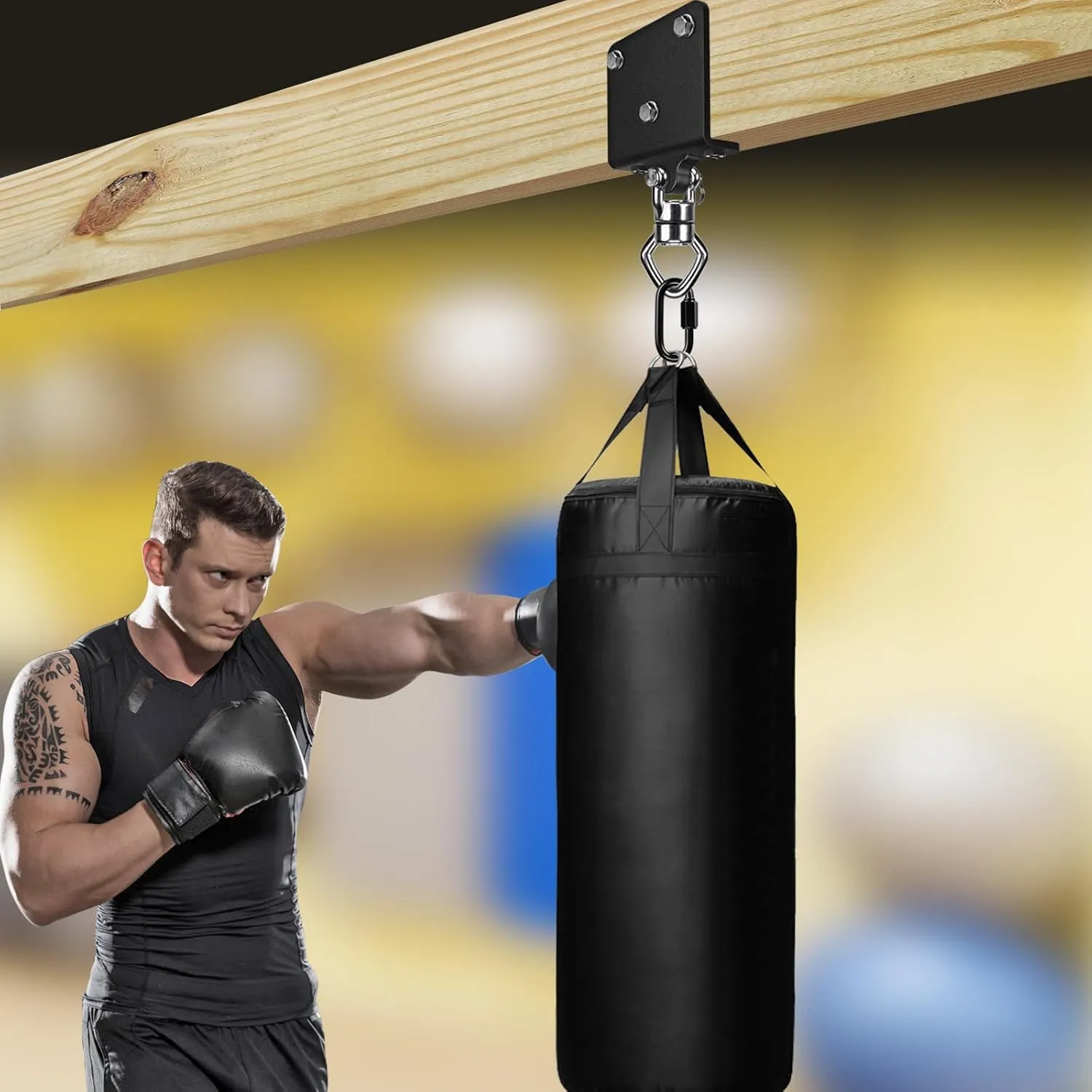 SELEWARE Punching Bag Hanger with Bearings Heavy Bag Beam Mount Hardware 360° Swivel Boxing Bag Hanger I Beam Heavy Bag Hanger Beam Mount Hooks for Hanging Heavy Punching Bag Sandbag 1000 LB Capacity