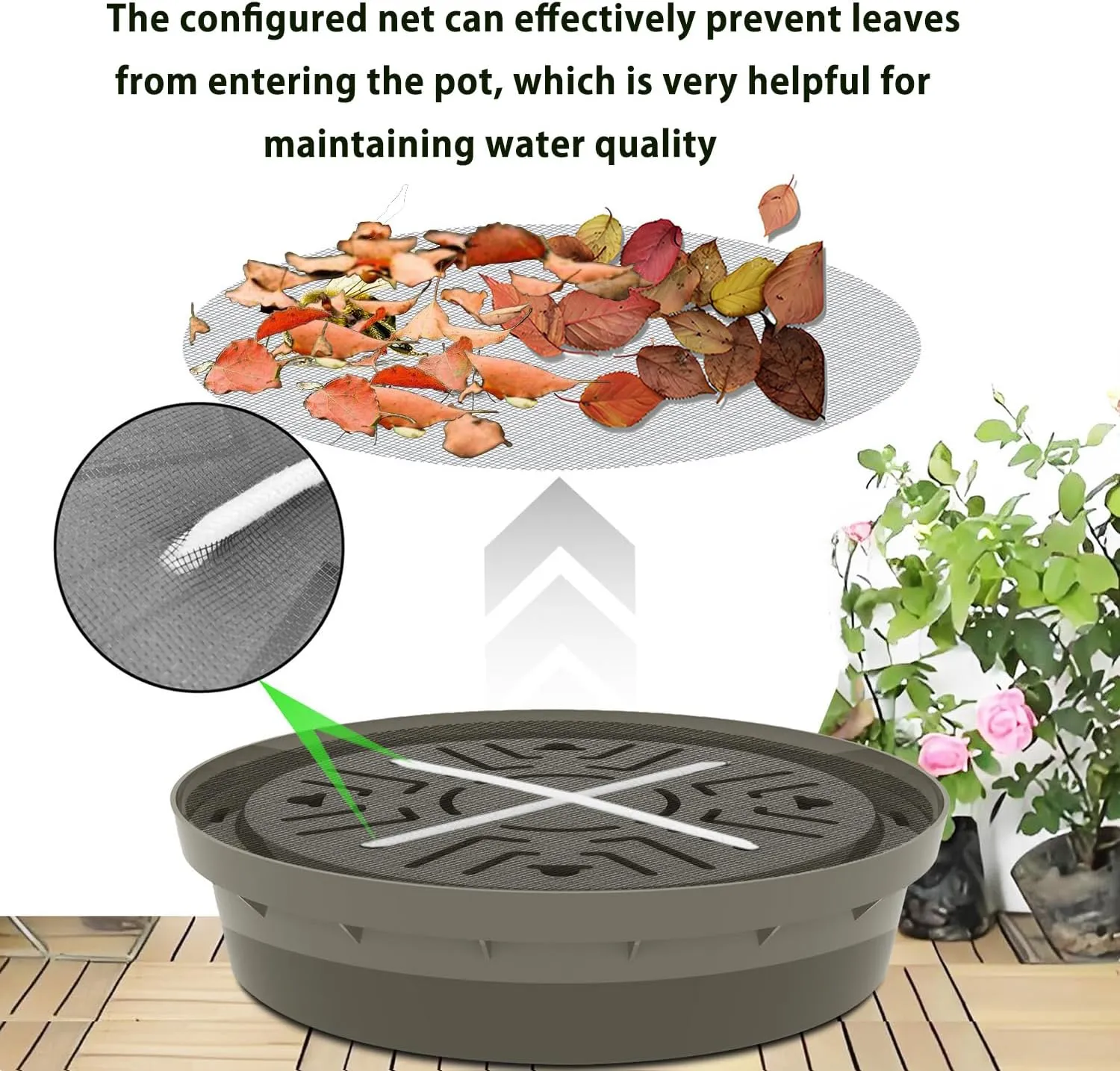 Self-Watering Base with Visible Water Level,Keeps Leaves and Flying Insects Out,Maintains Water Quality, Brown, 5 Packs(Without Wheels).