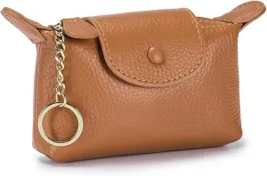 SENDEFN Small Leather Women Coin Purse, Women's Keychain Zipper Pocket Pouch Wallet