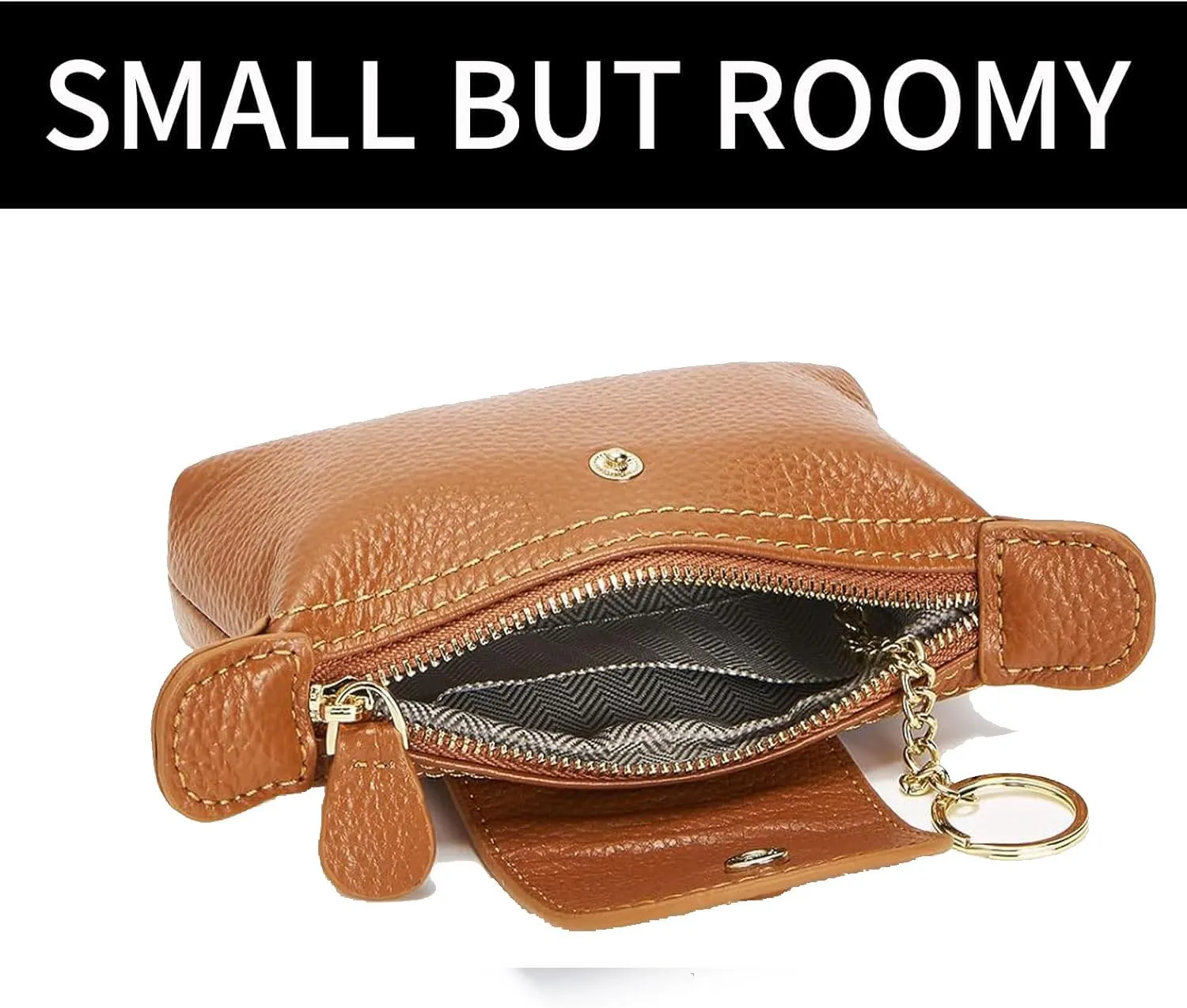 SENDEFN Small Leather Women Coin Purse, Women's Keychain Zipper Pocket Pouch Wallet