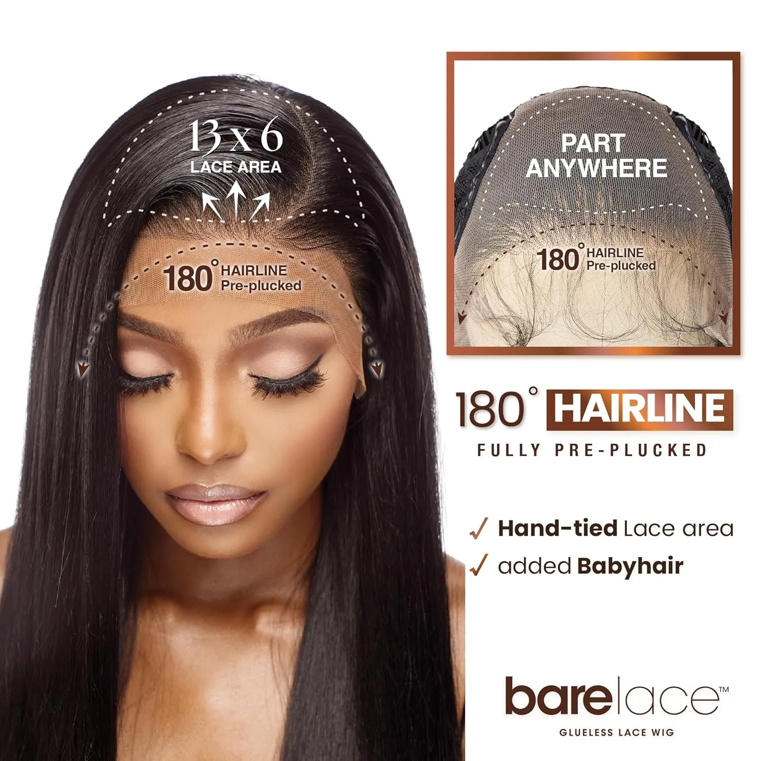 Sensationnel Bare Lace 13X6 Wigs - Unit 3 Lacefrontal Glueless Synthetic 180 Degree Preplucked Hairline (1B OFFBLACK)