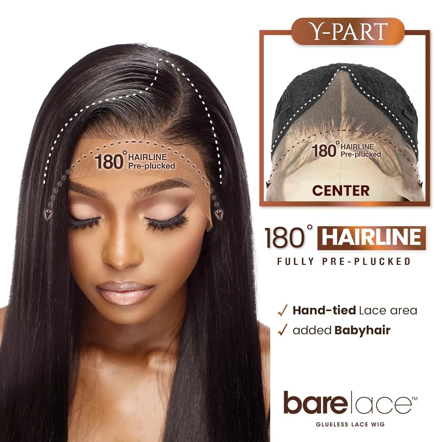 Sensationnel Bare Lace Ypart Lacewigs - Bilany Lacefront Glueless Synthetic 180 Degree Preplucked Hairline (LIGHTASHBROWN)