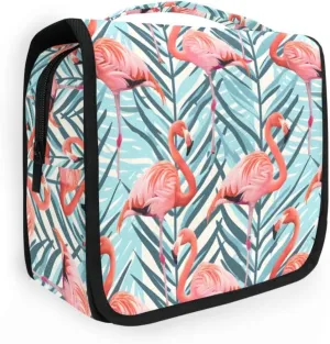 senya Hanging Travel Toiletry Bag Tropical Flamingo Kit Makeup Case Cosmetics Organizer for Men Women