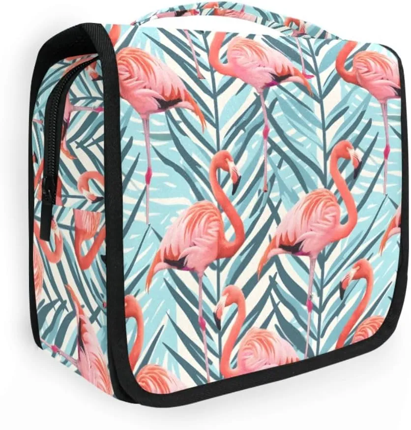 senya Hanging Travel Toiletry Bag Tropical Flamingo Kit Makeup Case Cosmetics Organizer for Men Women