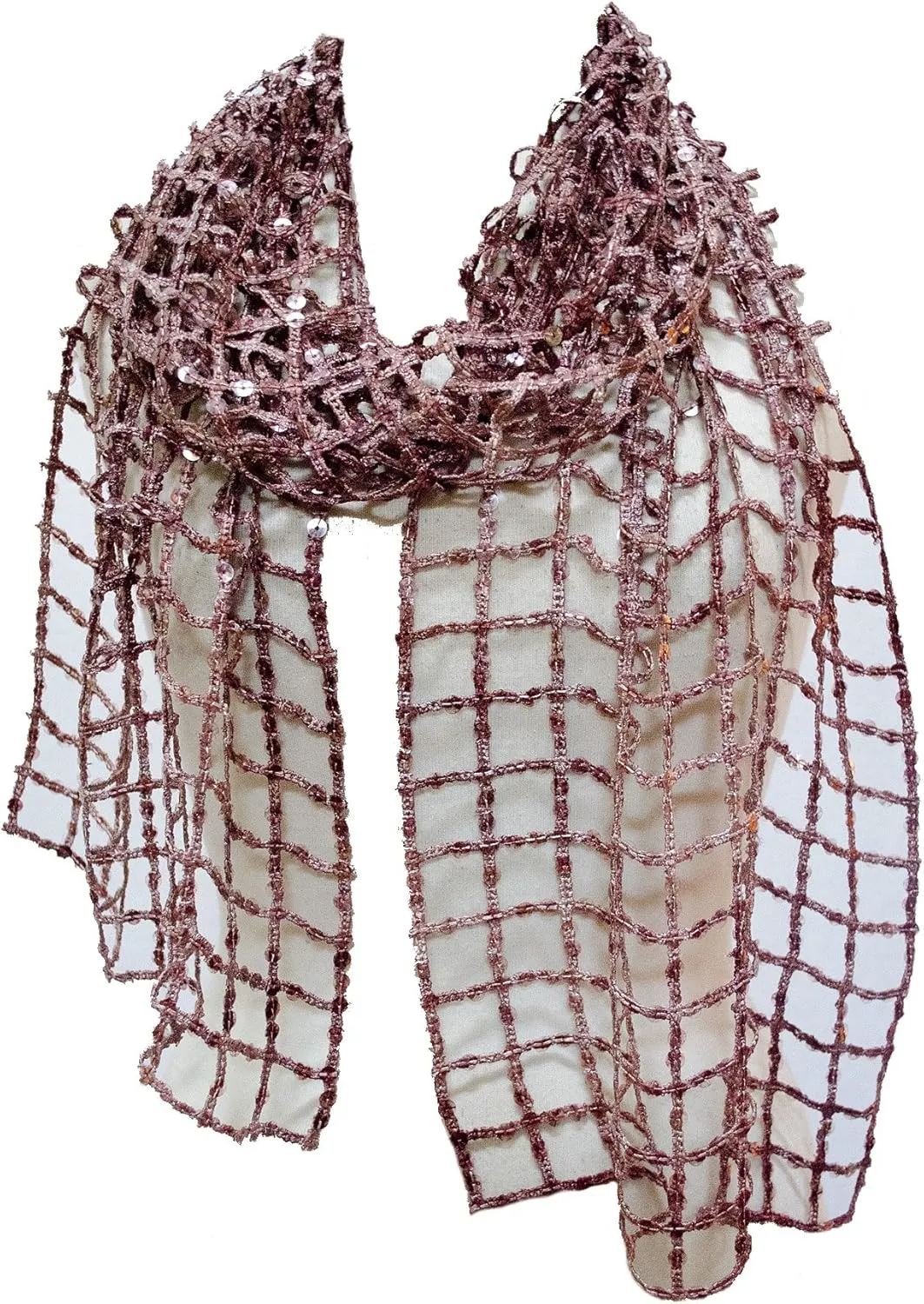 Sequin Chenille Velvet Netted Scarf Stole Shawl Wrap Runner Wine Burgundy