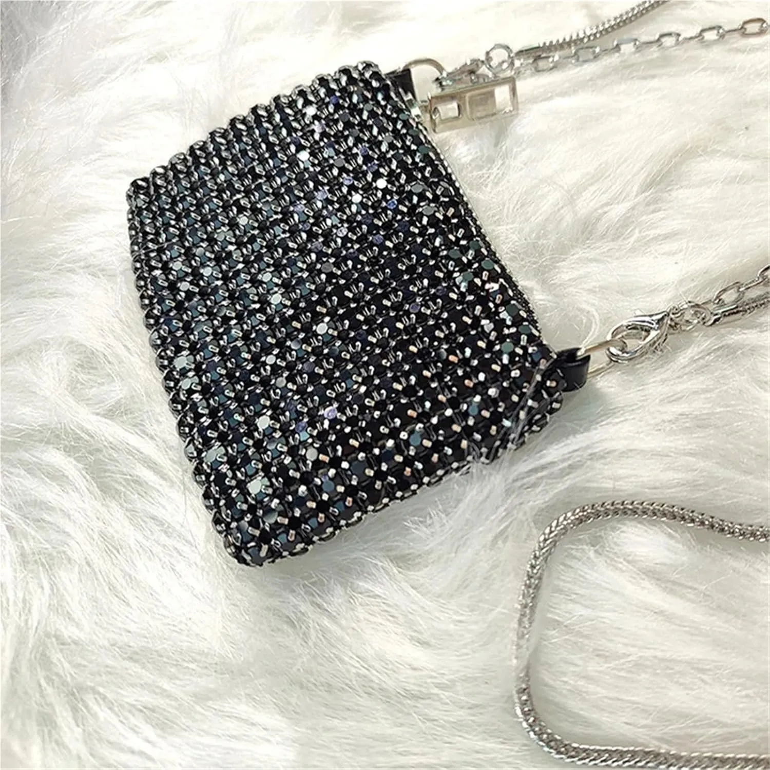 Sequin Evening Clutch Bag Small and Light Purses for Women Fashion Mini Crossbody Bag Rhinestone Casual Party Evening Bag Exquisite Mini Purse for Party，Cocktail(Pink)