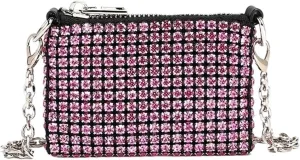 Sequin Evening Clutch Bag Small and Light Purses for Women Fashion Mini Crossbody Bag Rhinestone Casual Party Evening Bag Exquisite Mini Purse for Party，Cocktail(Pink)