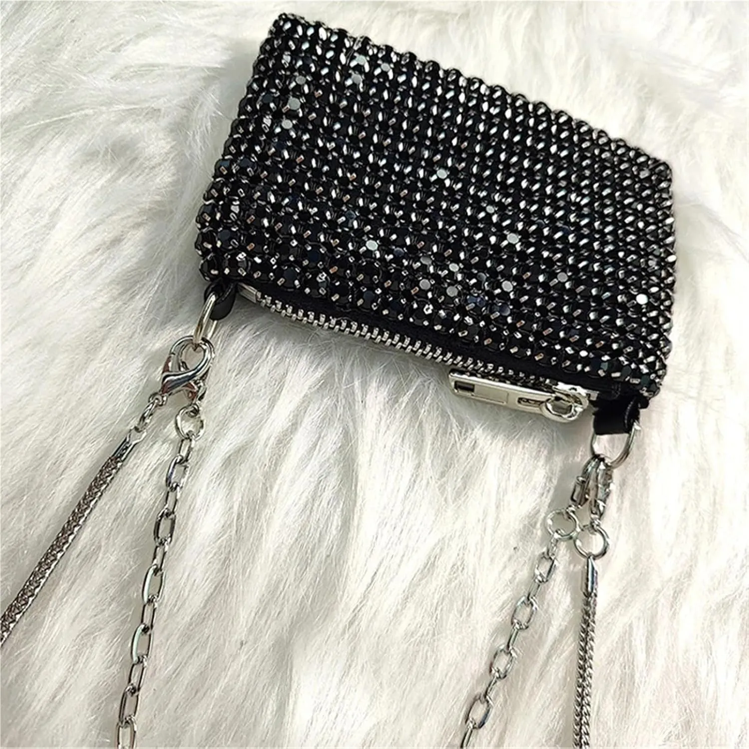 Sequin Evening Clutch Bag Small and Light Purses for Women Fashion Mini Crossbody Bag Rhinestone Casual Party Evening Bag Exquisite Mini Purse for Party，Cocktail(Pink)