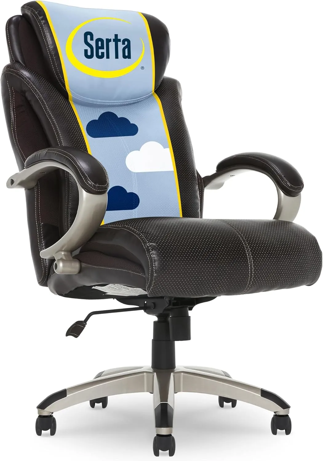 Serta Big and Tall Executive Office Chair with AIR Technology and Ergonomically Layered Body Pillows, Supports up to 350 Pounds, Bonded Leather, Roasted Chestnut