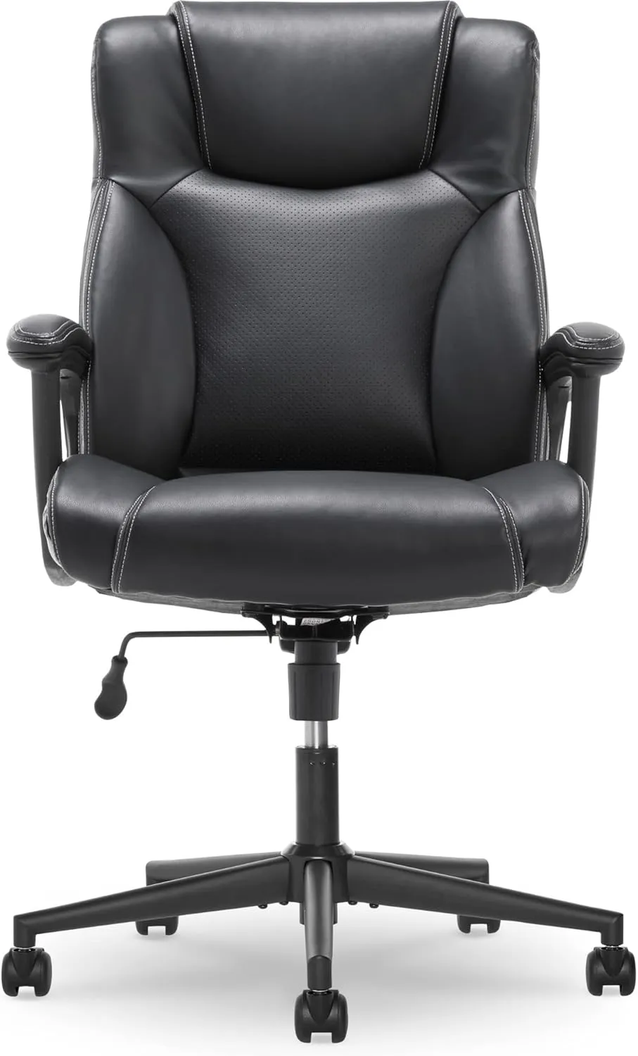 Serta Connor Executive Office, Ergonomic Computer Chair with Layered Body Pillows, Contoured Lumbar, Adjustable Seat Height, Bonded Leather, Black