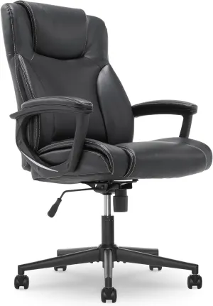 Serta Connor Executive Office, Ergonomic Computer Chair with Layered Body Pillows, Contoured Lumbar, Adjustable Seat Height, Bonded Leather, Black