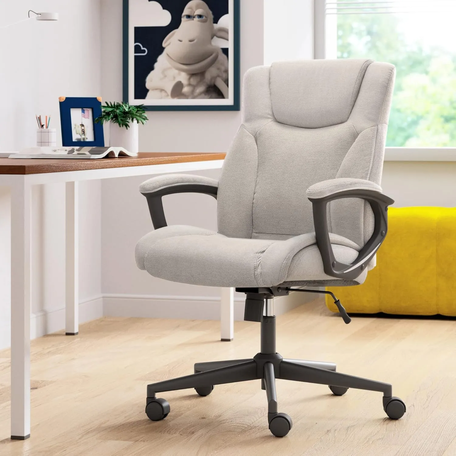 Serta Connor Executive Office, Ergonomic Computer Chair with Layered Body Pillows, Contoured Lumbar, Adjustable Seat Height, Microfiber, Gray